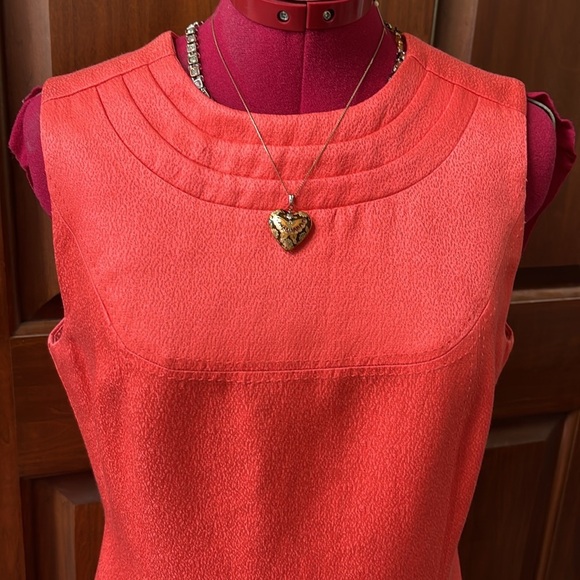 Tory Burch Dress Sleeveless dark coral almost orange flattering sheath Sz 6 - Picture 2 of 16